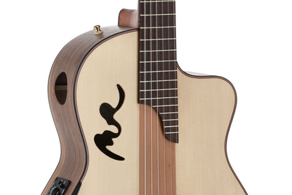 Manuel Rodriguez Caf&eacute; Cortado, Curly Walnut 4/4, Satin, E-Acoustic, Cutaway - view 5