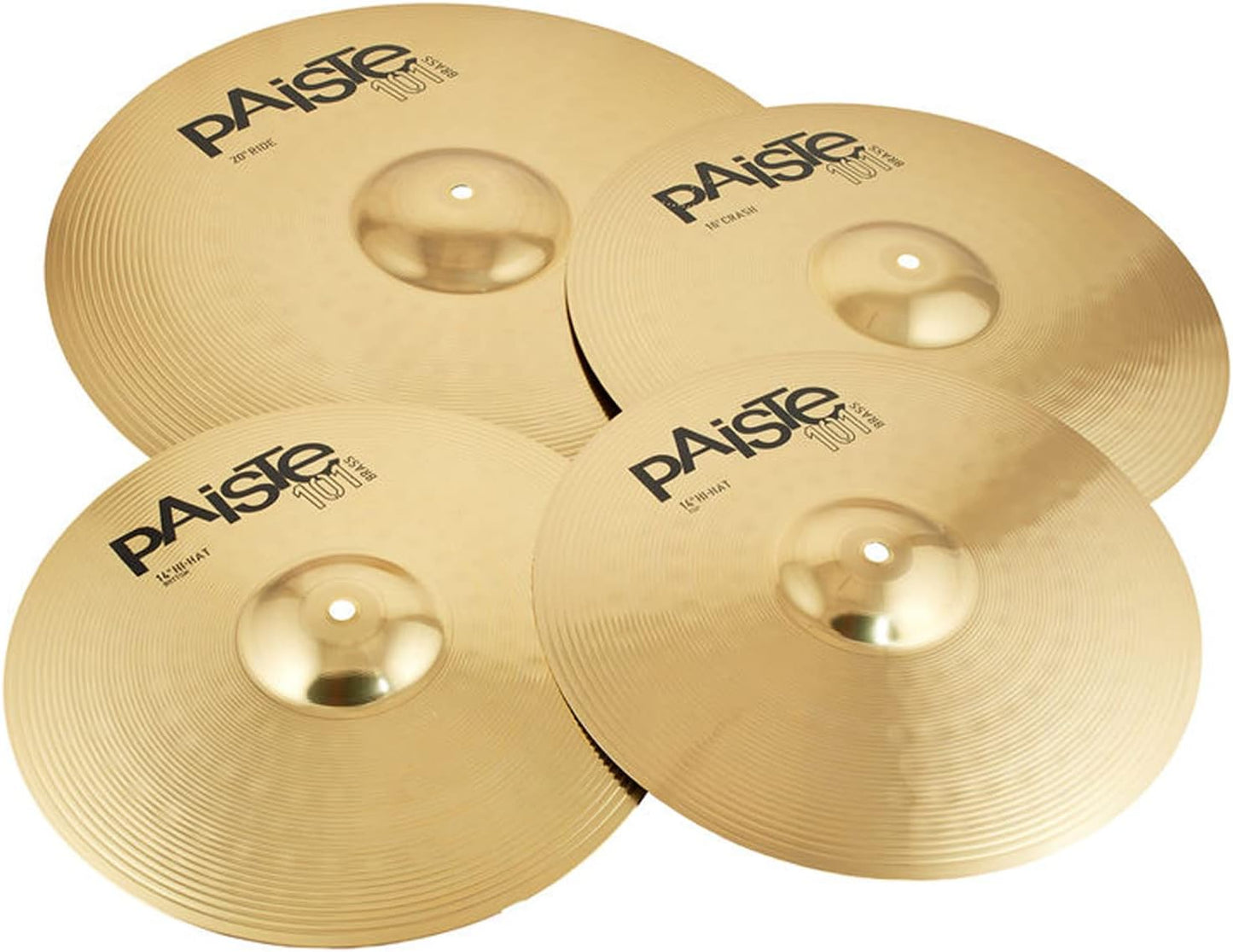 Paiste 101 Brass Universal Cymbal Set with 14 inch hi-hats, 16 inch crash and 20 inch ride