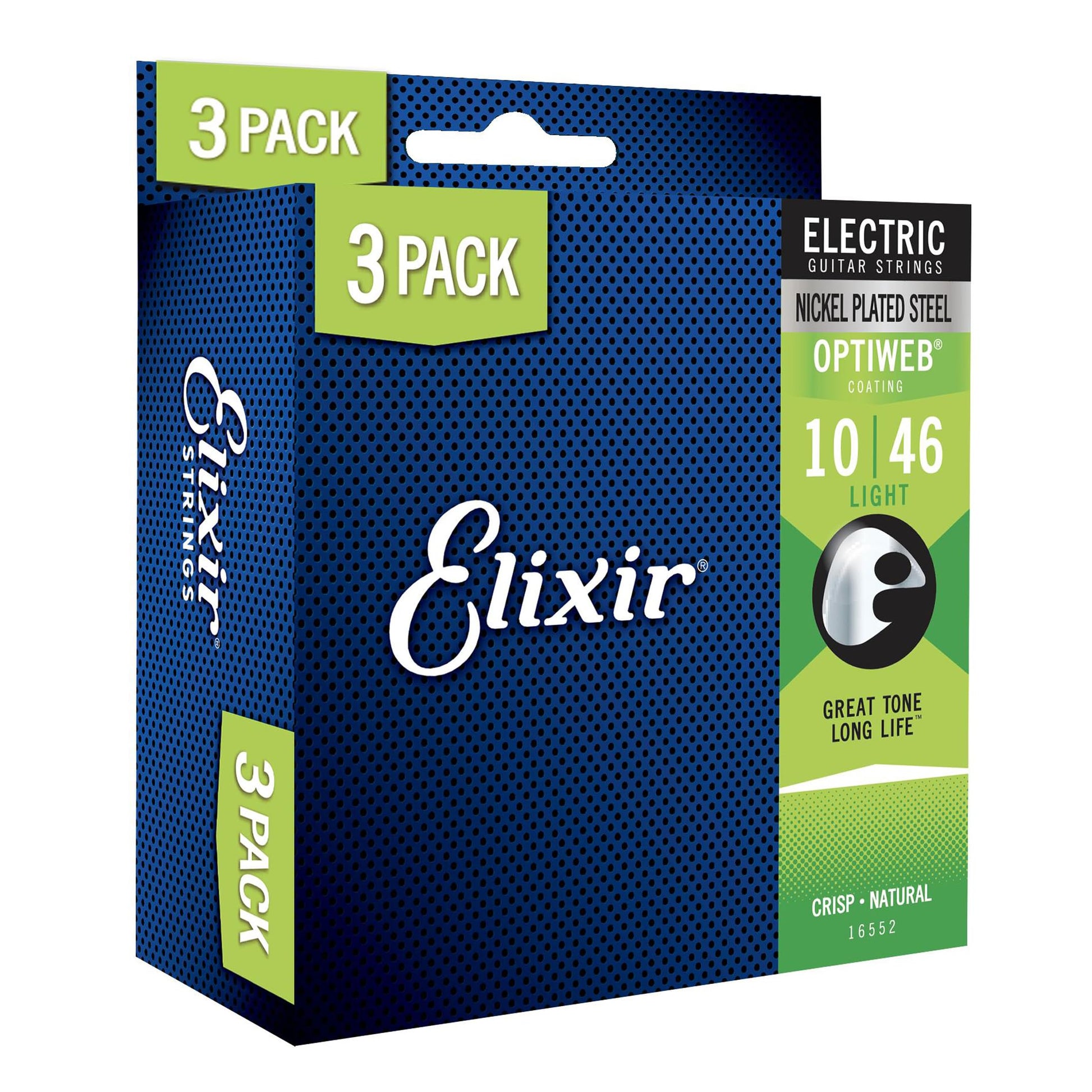 Elixir 16552X OPTIWEB electric guitar strings Light 10-46, three set pack