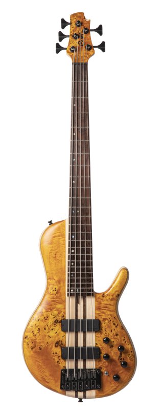 Cort Artisan A5 Plus Single Cutaway 5-String Bass Open Pore Amber - front view