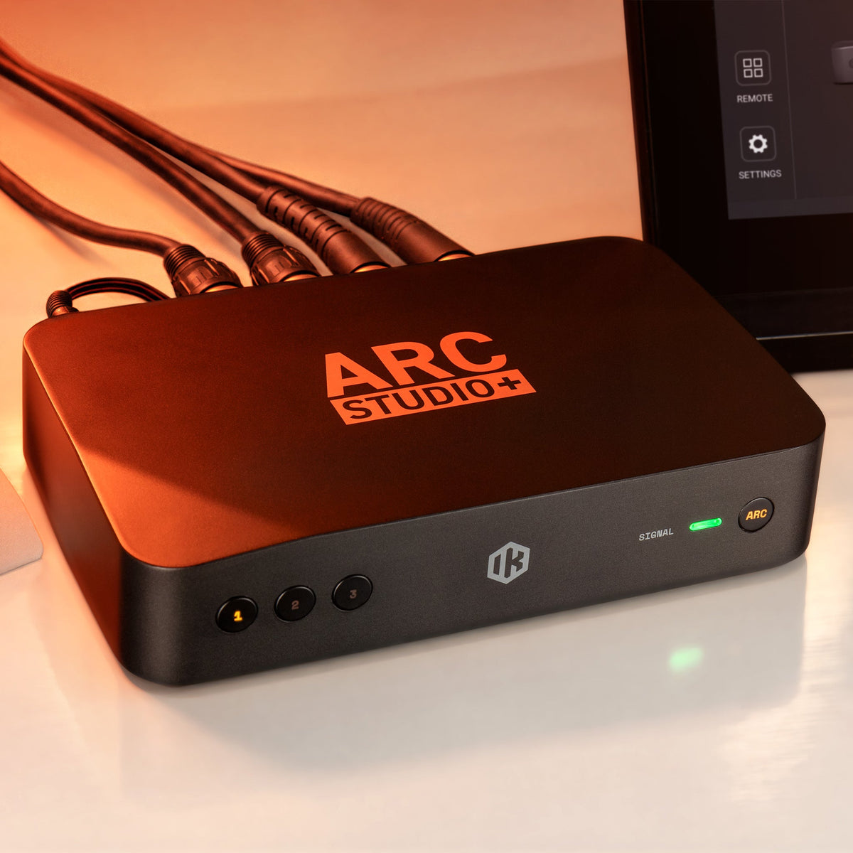 ARC Studio+ connected in a studio monitoring setup