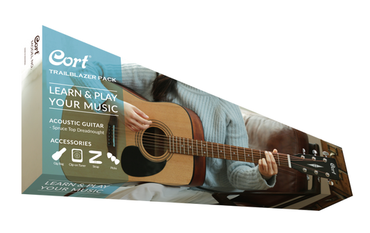 Cort AD10 Trailblazer Acoustic Guitar Pack Open Pore Natural - front view