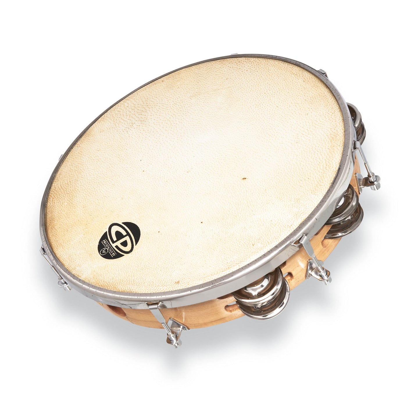 CP By LP CP391 10 Handheld Double Row Tunable Wood Tambourine - Steel Jingles