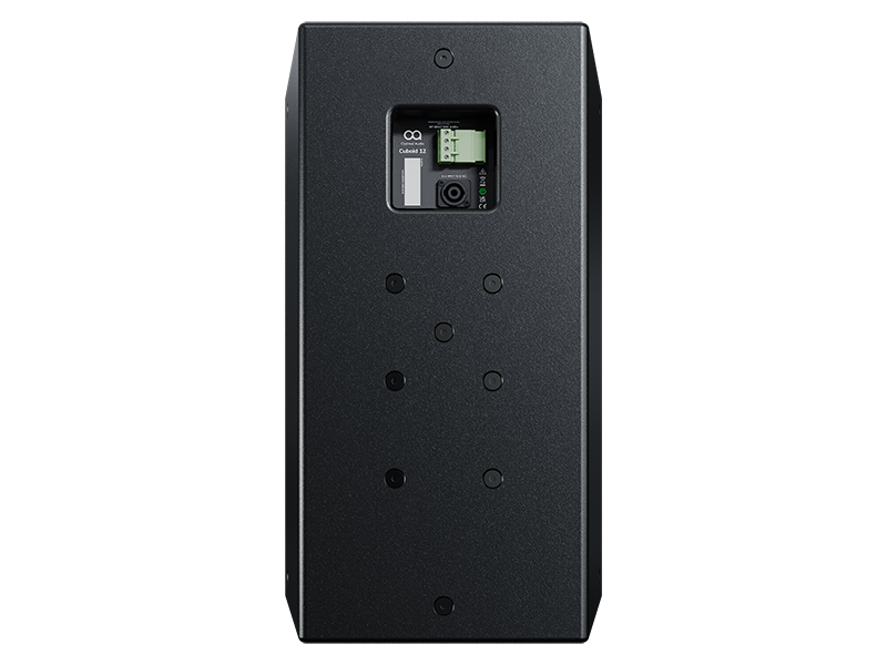 Optimal Audio Cuboid 12 rear panel with NL4 and Euroblock connectors and M8 fittings