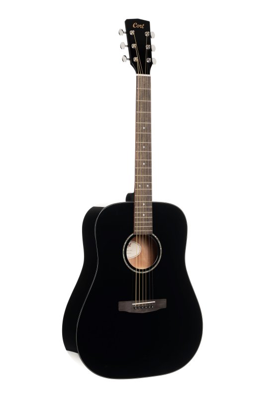 Cort Earth 60 Dreadnought Acoustic Guitar Black - front view
