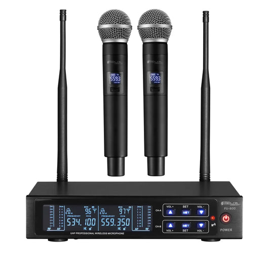 FEUR FU-800 Pro Dual Handheld UHF Wireless Microphone System