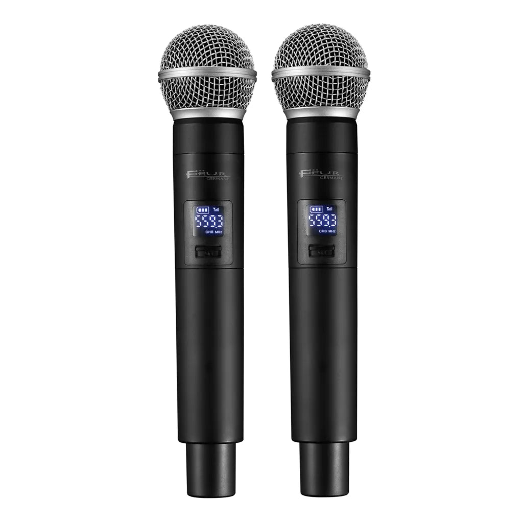 FEUR FU-800 Pro Dual Handheld UHF Wireless Microphone System, view 3