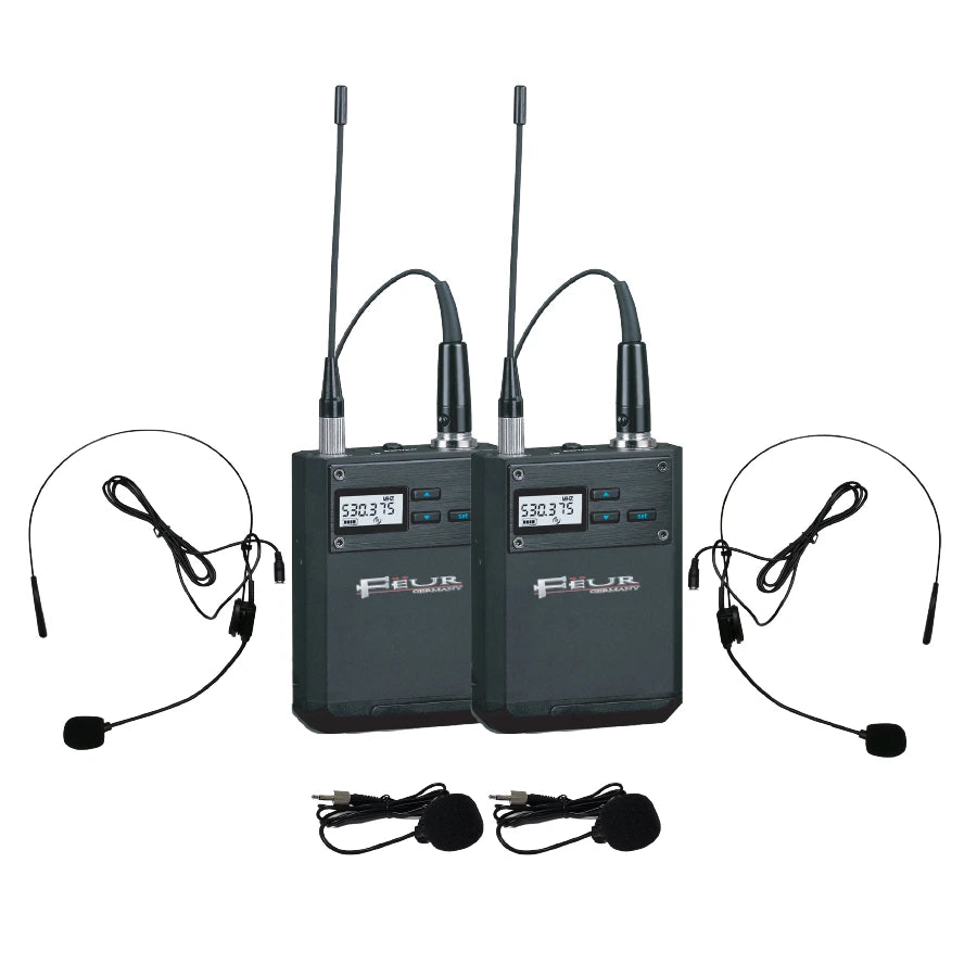 FEUR FU-DBP9 Dual Bodypack UHF Wireless Microphone System, view 4