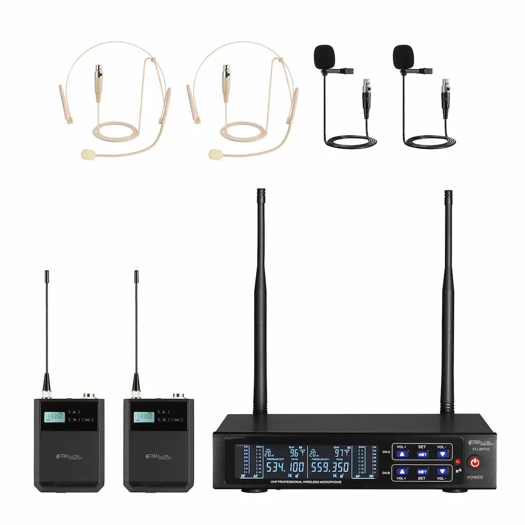 FEUR FU-DBP9 Dual Bodypack UHF Wireless Microphone System, view 2