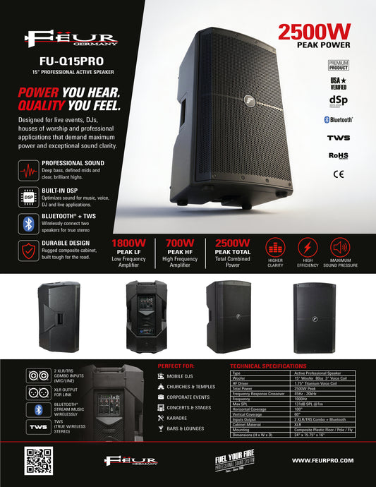 FEUR FU-Q15PRO Pro Active Q Series 15" Composite 2500W