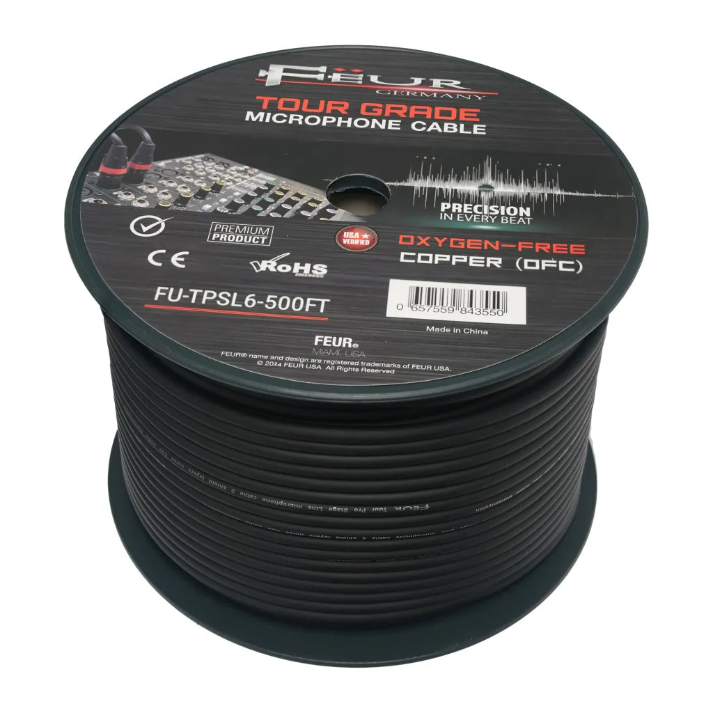 FEUR FU-TPSL6-500FT 500 ft Microphone Cable - Long Distance Signal Without Noise, view 2
