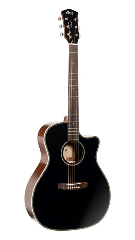 Cort Essence GA4 Grand Auditorium Acoustic-Electric Guitar Trans Black Satin - front view