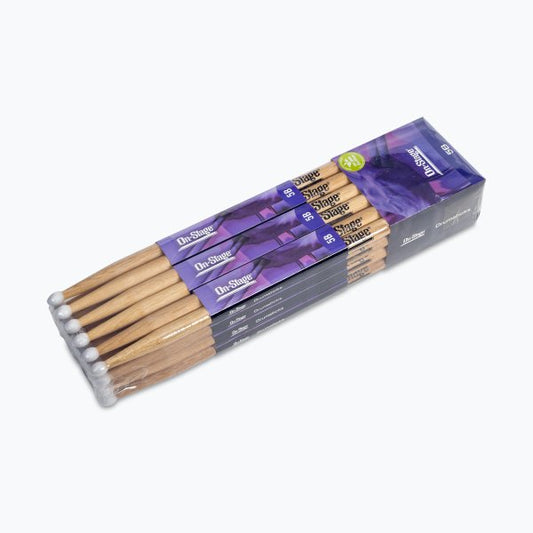 On-Stage Hickory Drum Sticks (5B, Nylon Tip, 12pr)