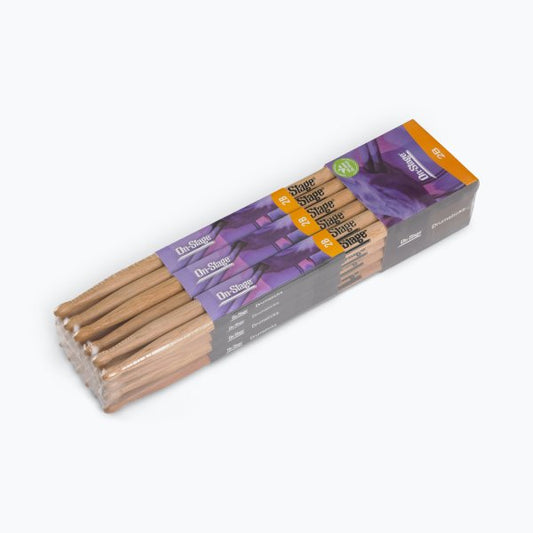 On-Stage Hickory Drum Sticks (2B, Wood Tip, 12pr)
