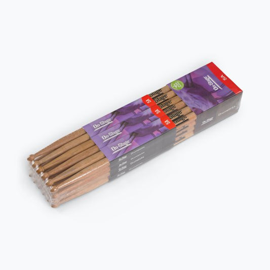 On-Stage Hickory Drum Sticks (5A, Wood Tip, 12pr)