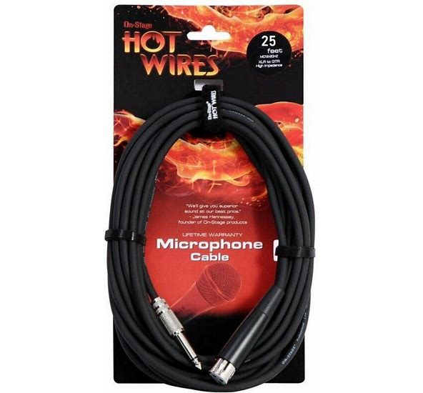 On-Stage Hi-Z Mic Cable (25', XLR-QTR)