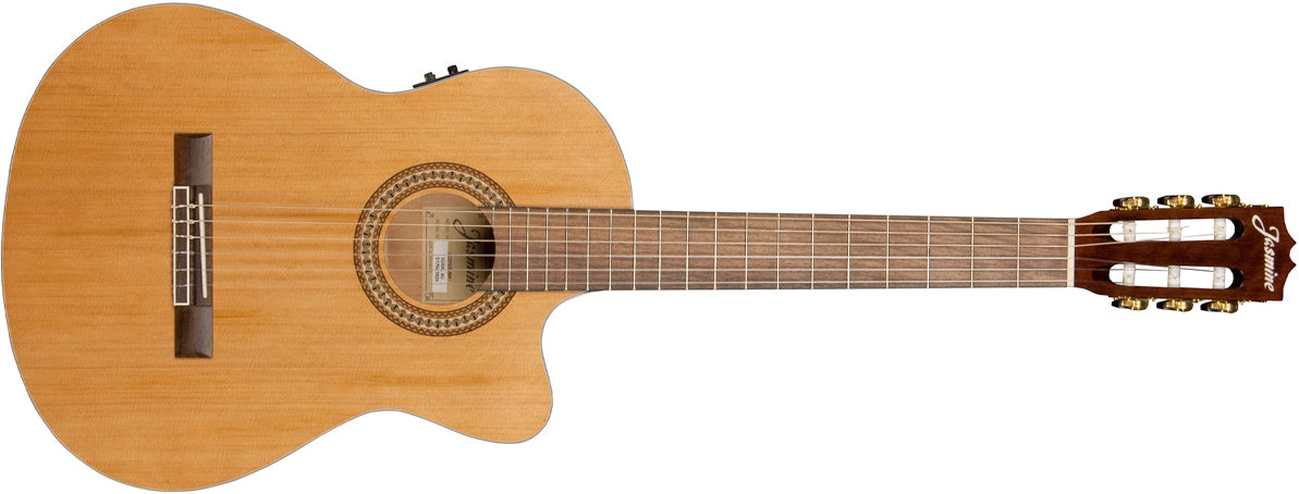 Jasmine JC27CE Solid Cedar Acoustic-Electric Classical Cutaway - Natural Gloss