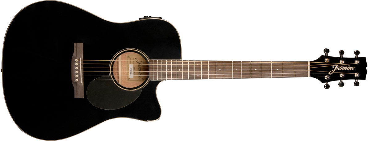 Jasmine JD39CE Acoustic-Electric Dreadnought Guitar with Hard Case - Black Gloss