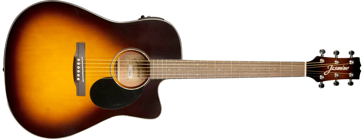 Jasmine JD39CE Acoustic-Electric Dreadnought Guitar with Hard Case - Sunburst Gloss