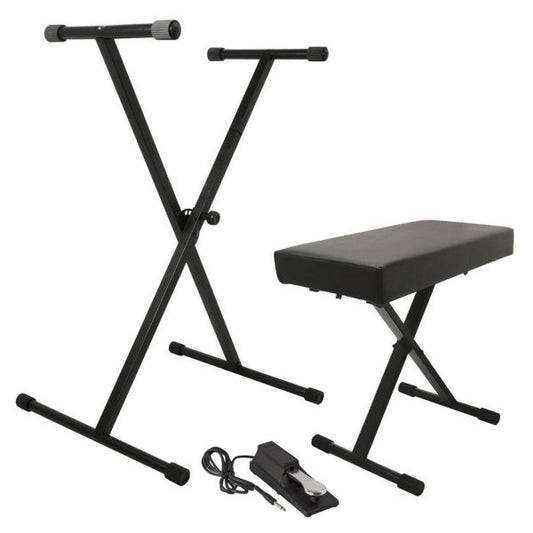 On-Stage Keyboard Stand and Bench Pack with Keyboard Sustain Pedal