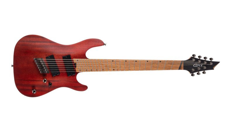 Cort KX307 Multi-Scale 7-String Electric Guitar Open Pore Mahogany - front view