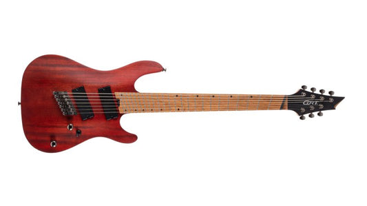 Cort KX307 Multi-Scale 7-String Electric Guitar Open Pore Mahogany - front view
