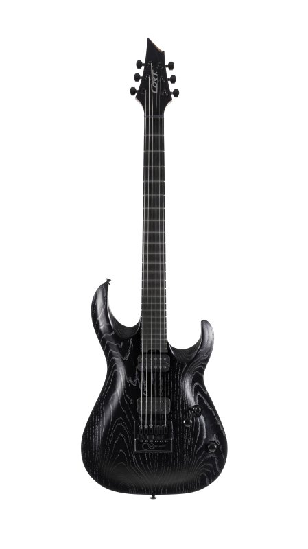 Cort KX700 EverTune Electric Guitar Open Pore Black - front view