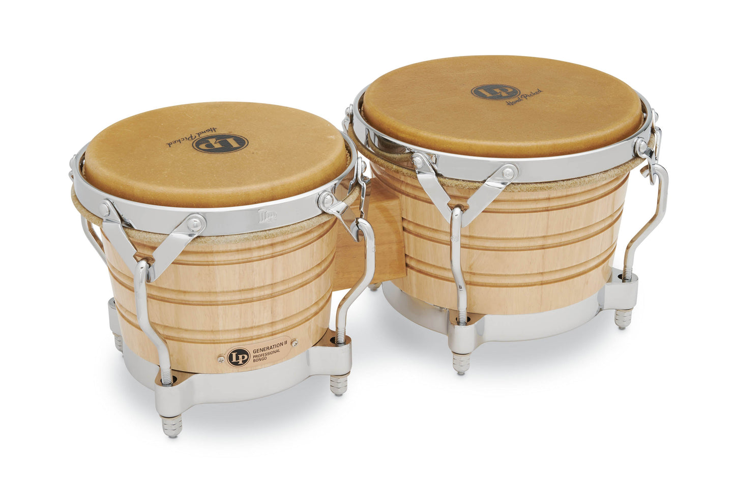 7 - 1/4 - inch and 8 - 5/8 - inch Generation II Bongos Traditional Rims - Natural Chrome Hw