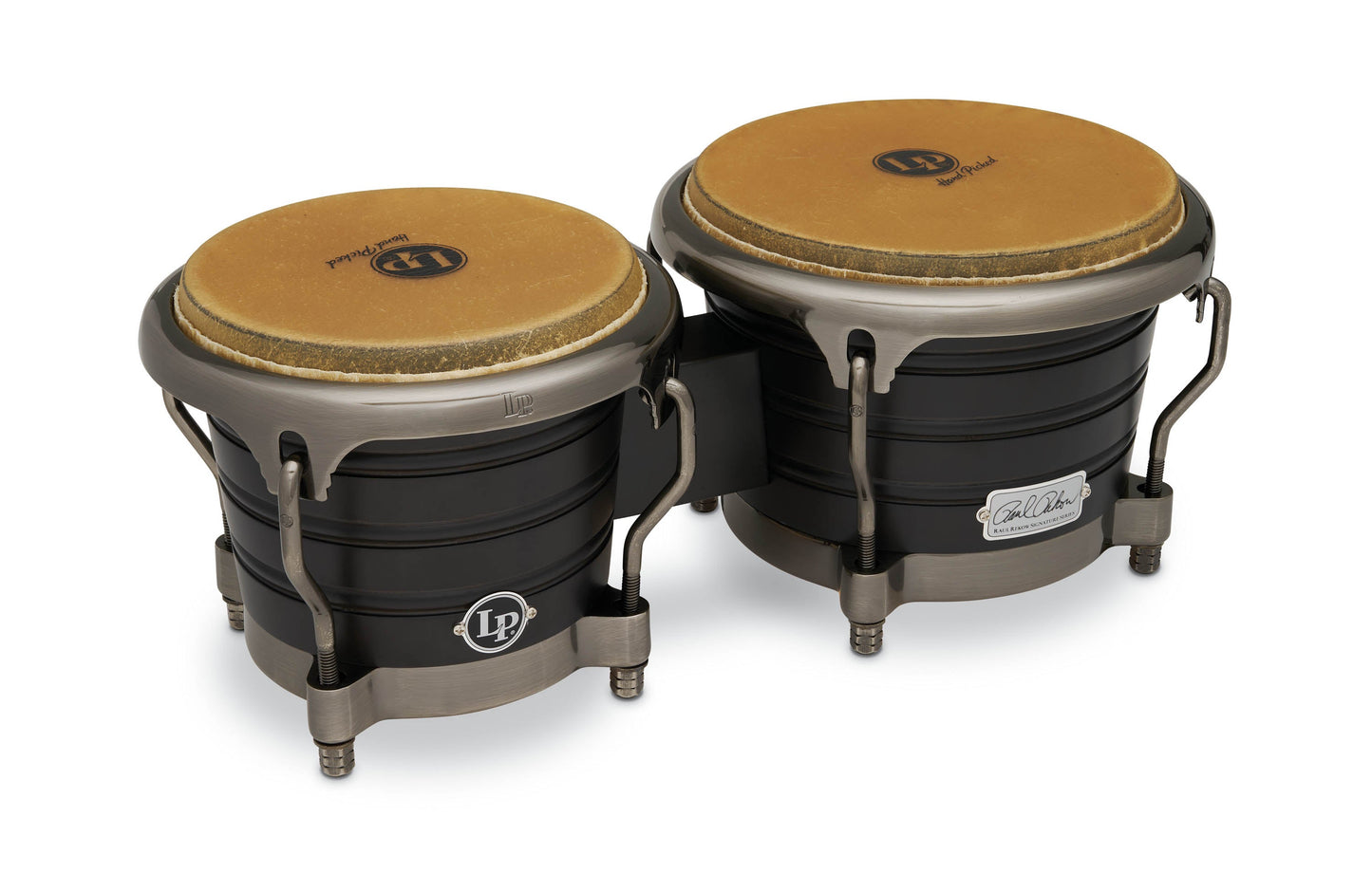 7 - 1/4 - inch and 8 - 5/8 - inch Raul Rekow Bongos - Dark Walnut with Black Satin Hardware