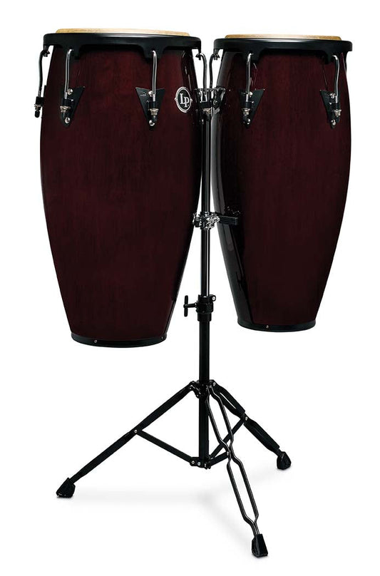 LP Aspire 11 - inch and 12 - inch Conga Set with Double Stand - Dark Wood