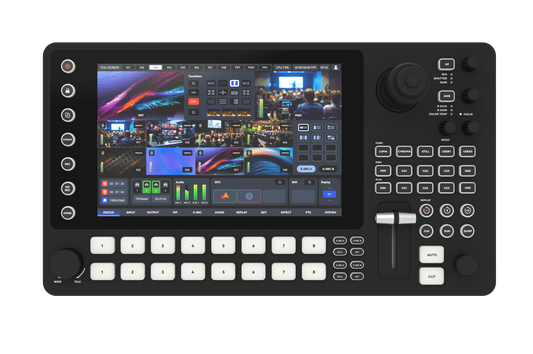 Sprolink MC-NDI 8-channel NDI switcher with 10.1 inch touchscreen and joystick