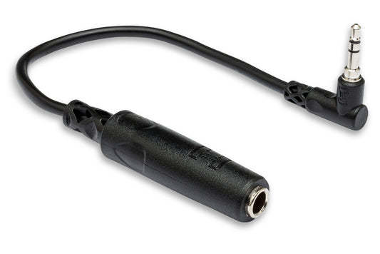 Headphone Adapter, 1/4 in TRS to Right-angle 3.5 mm, 6 in
