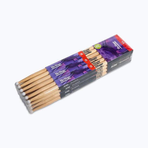 On-Stage Maple Drum Sticks (5A, Nylon Tip, 12pr)