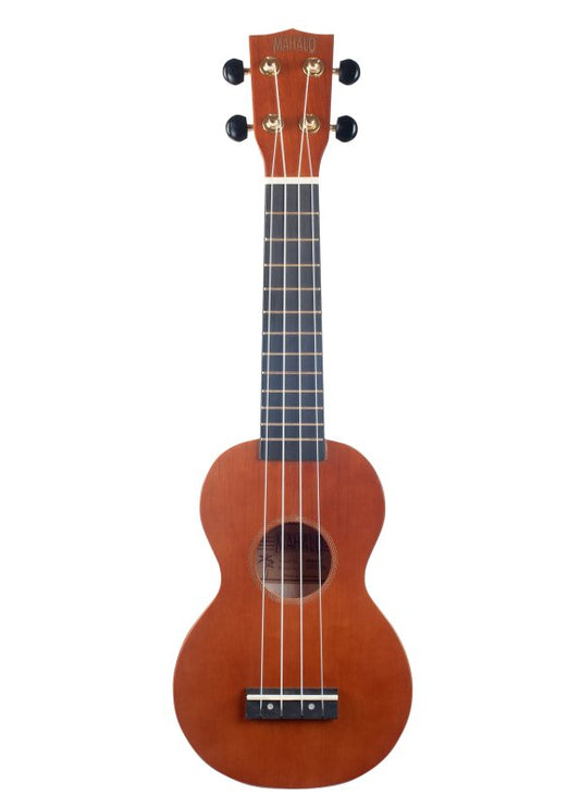 Mahalo MR1 Rainbow Series soprano ukulele package in trans brown