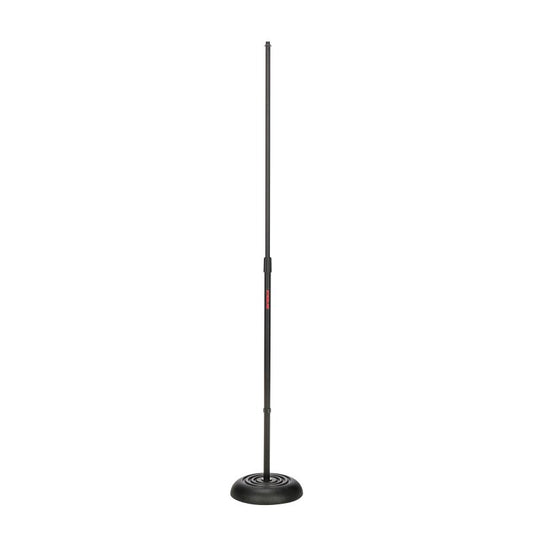 Stageline MS603B Microphone Stand - Round Base, Adjustable Height 33.5″-61″, Heavy-Duty Metal Construction, 9.8″ Base Diameter, 8 lbs - Black - front view