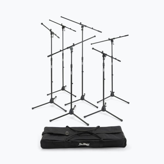 On-Stage Six Euro Boom Mic Stands with Bag