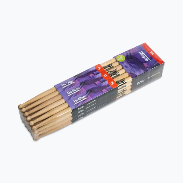 On-Stage Maple Drum Sticks (5A, Wood Tip, 12pr)