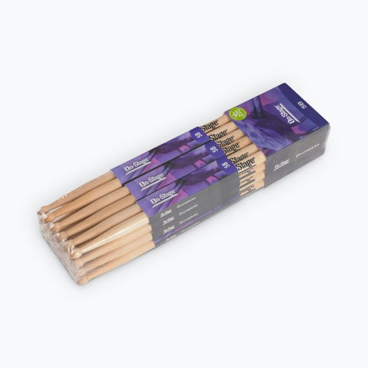 On-Stage Maple Drum Sticks (5B, Wood Tip, 12pr)