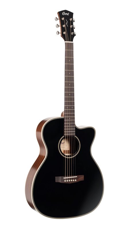 Cort Essence OC4 OM Cutaway Acoustic-Electric Guitar Trans Black Satin - front view