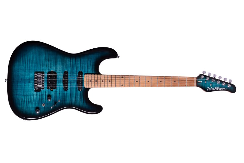 Washburn Sonamaster Elite electric guitar in Flame Blue Burst, front view