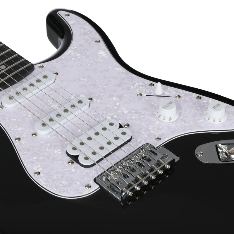 Washburn Sonamaster S-S-H pickups and pearloid pickguard, Black