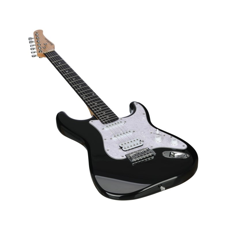 Washburn Sonamaster electric guitar, Black, angled front view