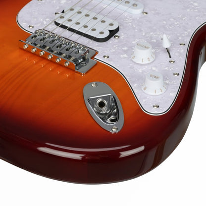Washburn Sonamaster bridge, controls and output jack, Tobacco Sunburst