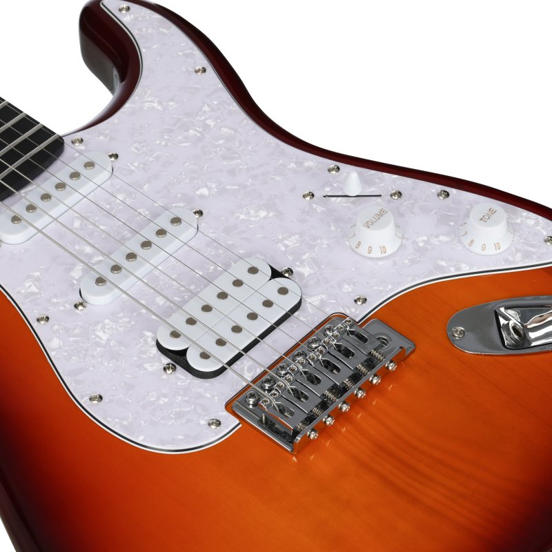 Washburn Sonamaster S-S-H pickups and pearloid pickguard, Tobacco Sunburst