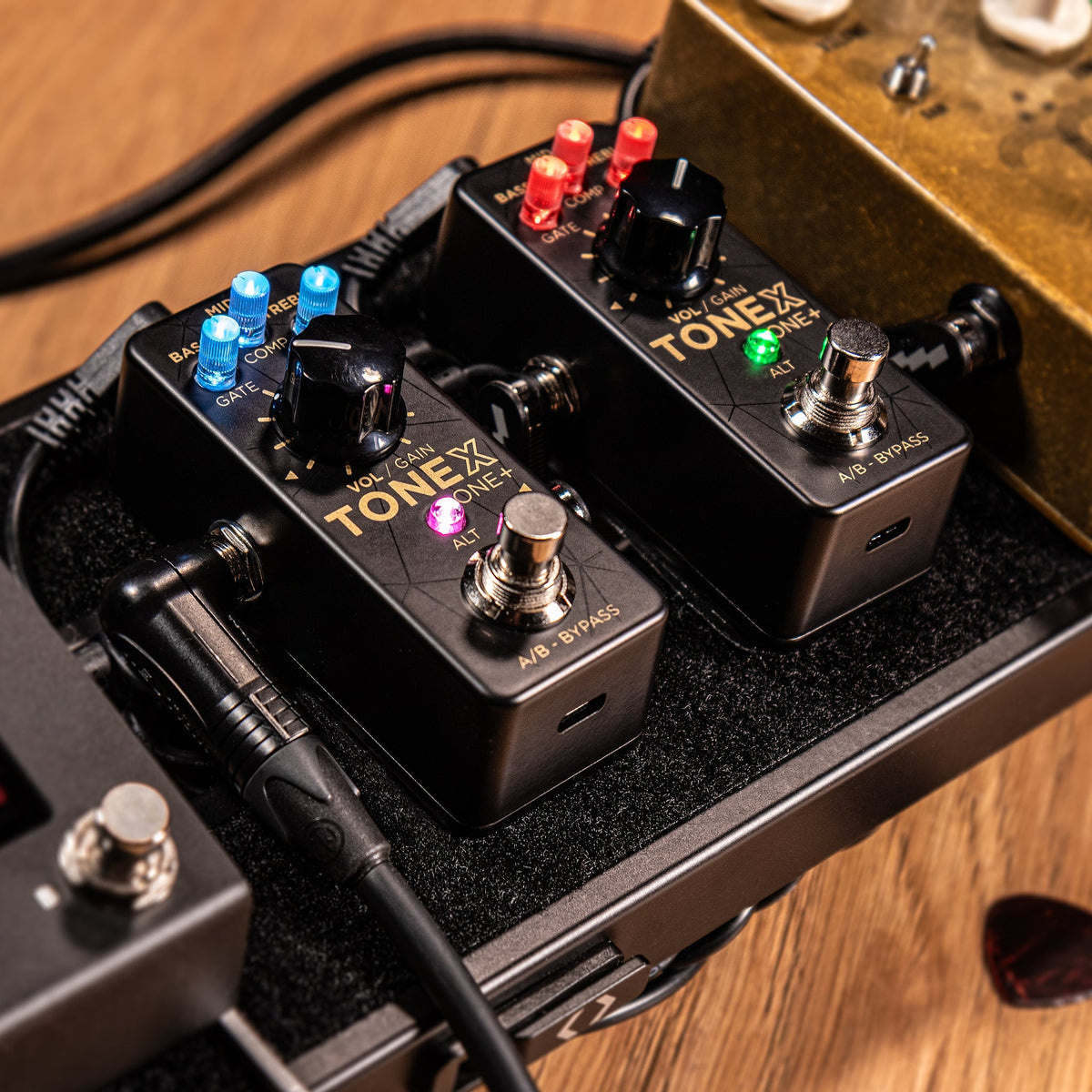 Two TONEX ONE+ pedals on a pedalboard