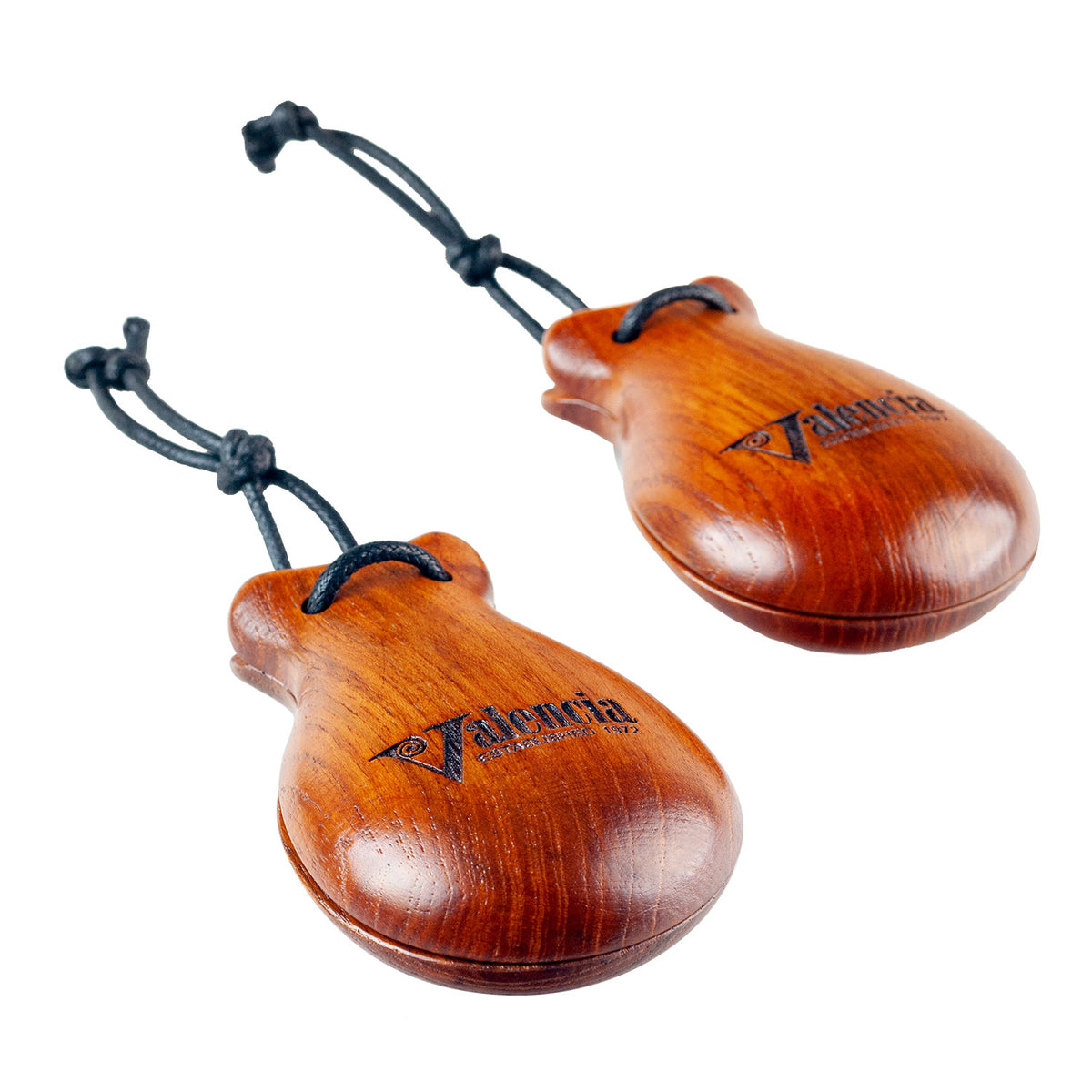 Valencia VZCA1 teak castanets with engraved Valencia logo