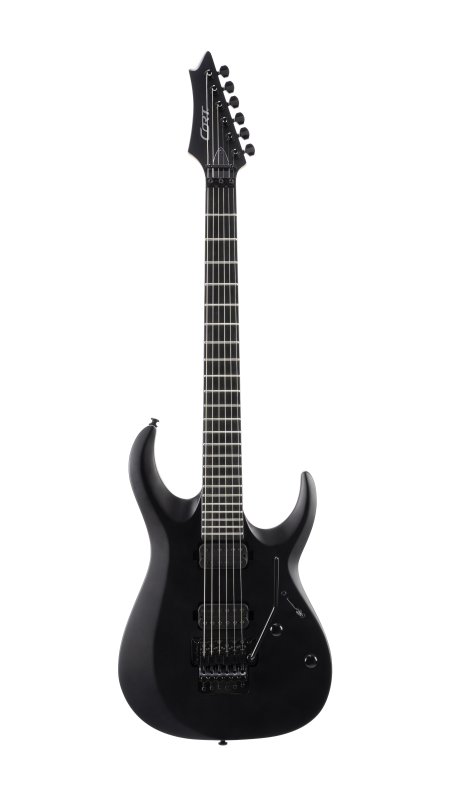 Cort X500 Menace Multi-Scale Electric Guitar Black Satin - front view