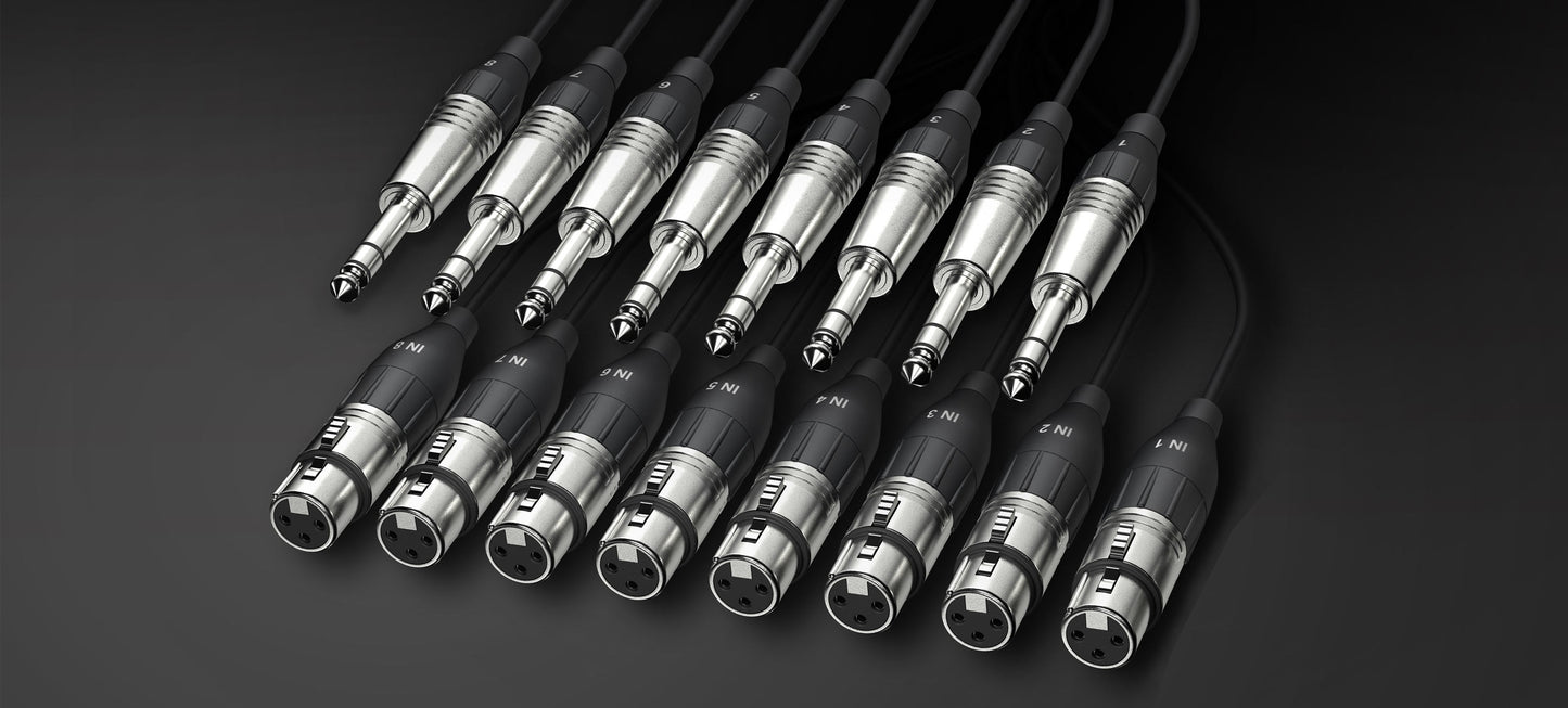 ALVA analog multicore cable, 8 x XLR female to 8 x TRS