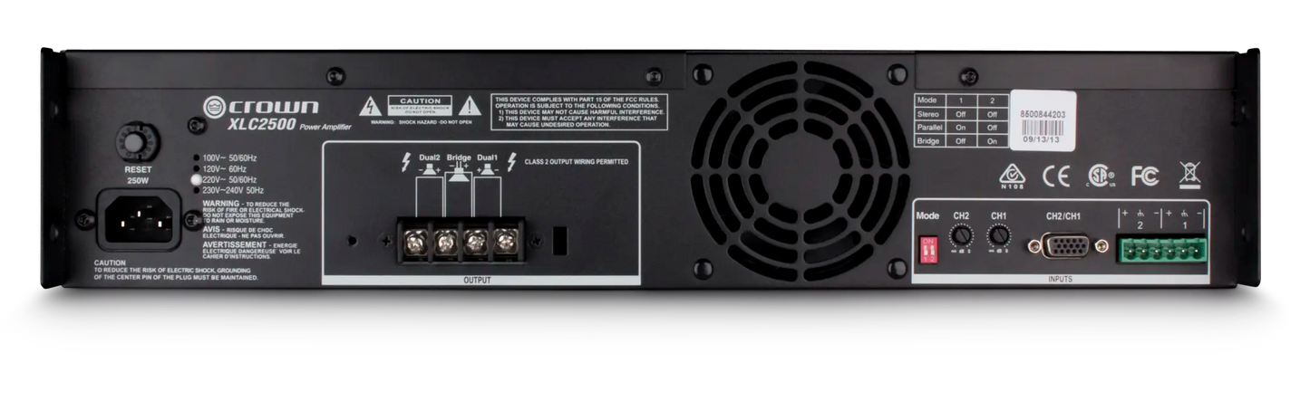 Crown XLC Series Amplifier with DriveCore Technology, 500W per Channel