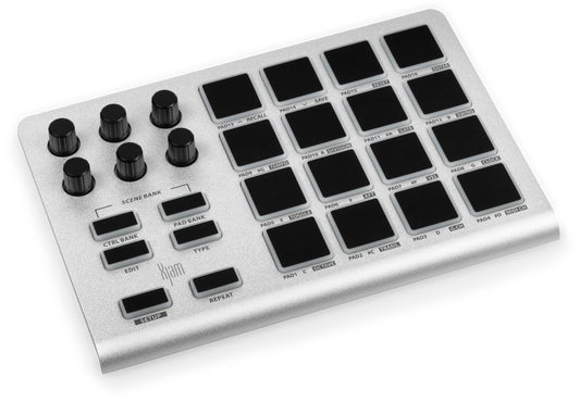 Xjam Professional MIDI Pad Controller - Ultra-Portable Aluminum Frame MIDI Drum Pad with 16 Beat Pads and 6 Assignable Knobs, Beat Machine for Melodic Samples, Plug & Play on iPad, iPhone, Mac, PC